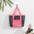 Custom Extra Large Capacity Travel Pool Waterproof PU Foldable Luxury Bag Exterior Zipper Pocket Mesh Beach Bag with Tote